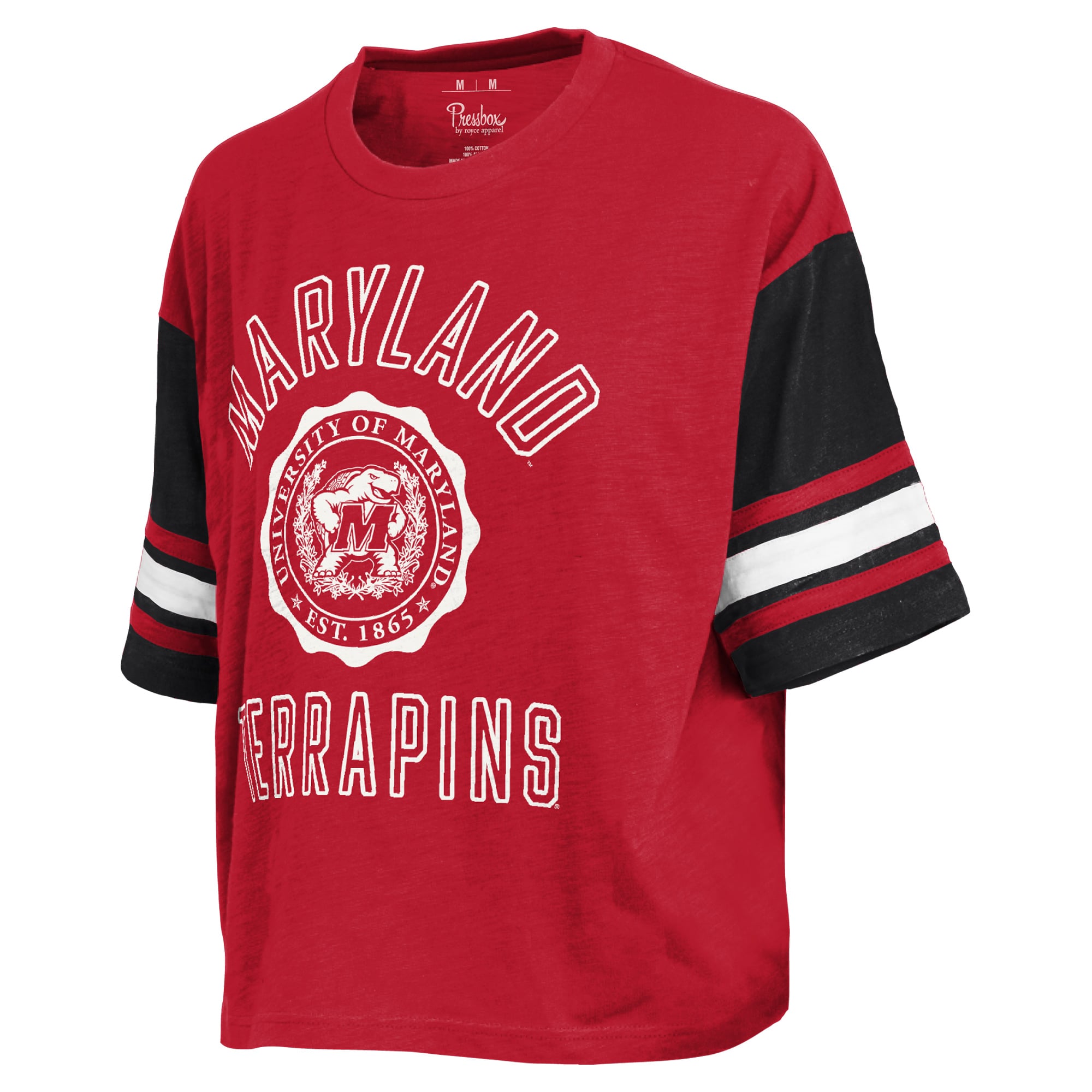 T-shirt à motif colorblock Seal rouge Pressbox pour femmes, Maryland Terrapins, dimanche