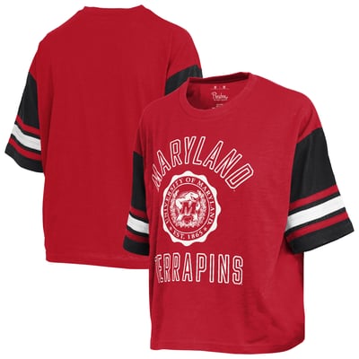 Maryland Terrapins Pressbox Women's Sunday Colorblock Seal T-Shirt - Red