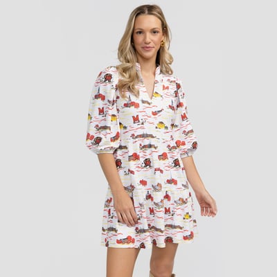 Maryland Terrapins Smith & Quinn Women's 3/4 Sleeve Toile Tory Dress - White
