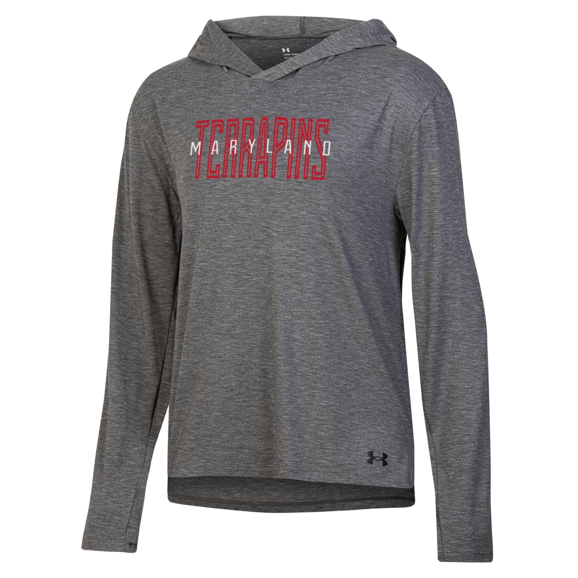 Women's Under Armour  Heather Black Maryland Terrapins Breezy Long Sleeve Hooded T-Shirt