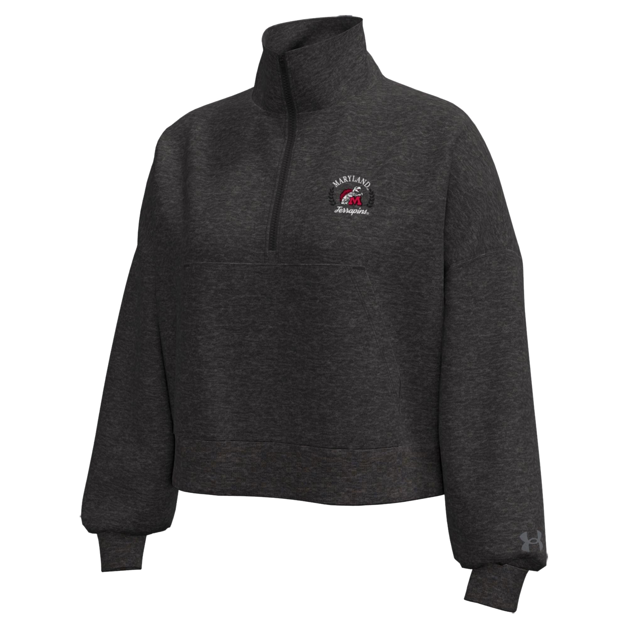 Veste polaire demi-zip Under Armour Icon Maryland Terrapins noire chinée pour femme