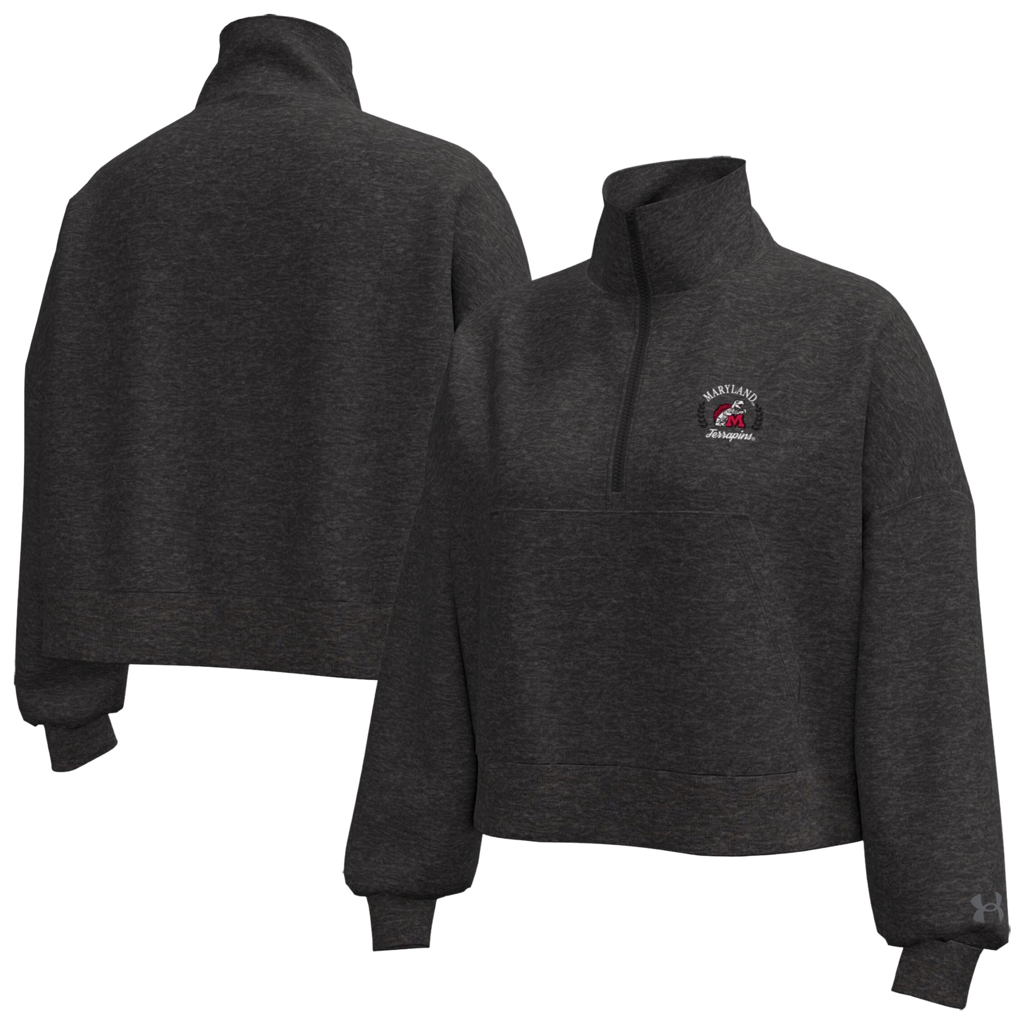 Veste polaire demi-zip Under Armour Icon Maryland Terrapins noire chinée pour femme