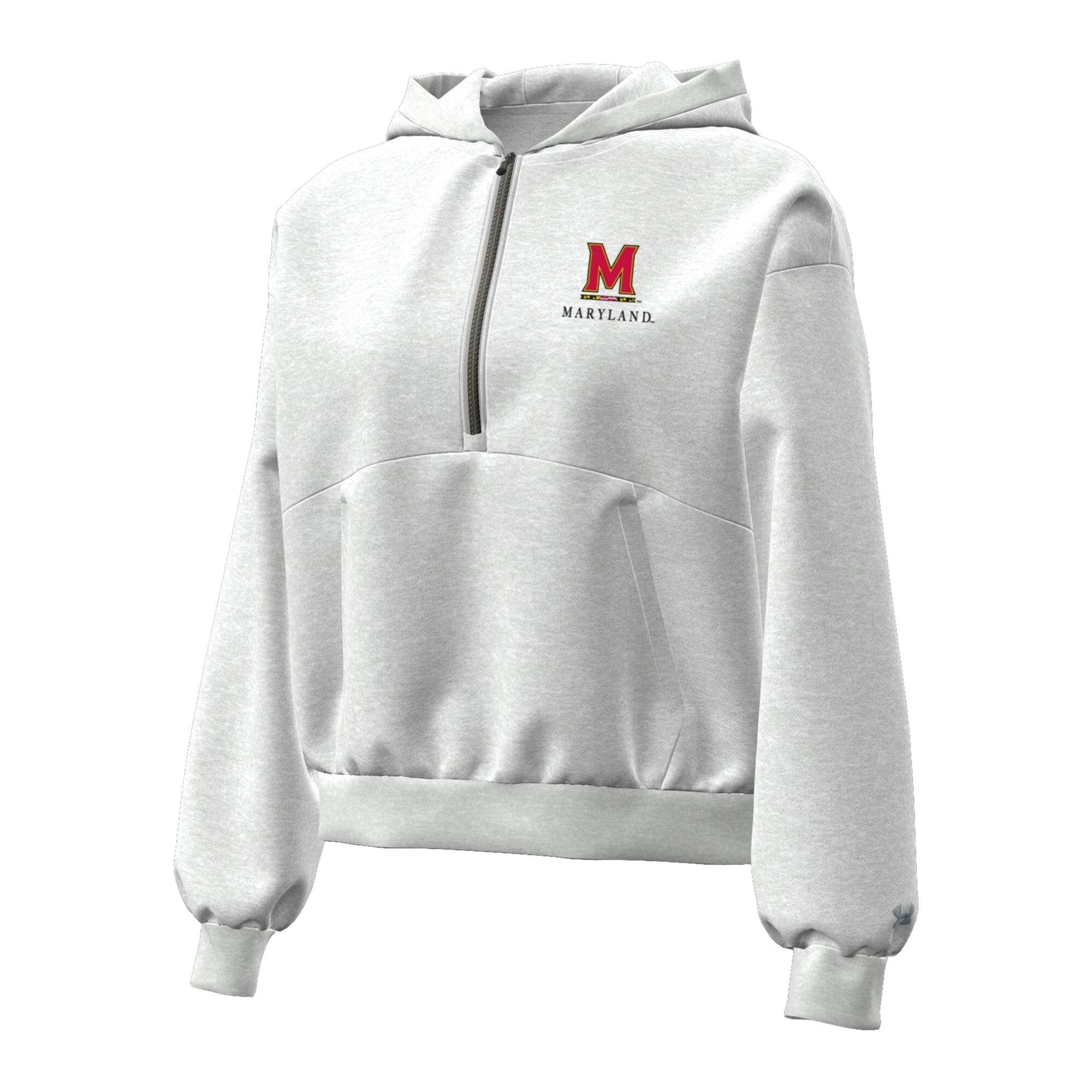 Sweat à capuche zippé Under Armour Icon Fleece gris chiné pour femme, motif Maryland Terrapins