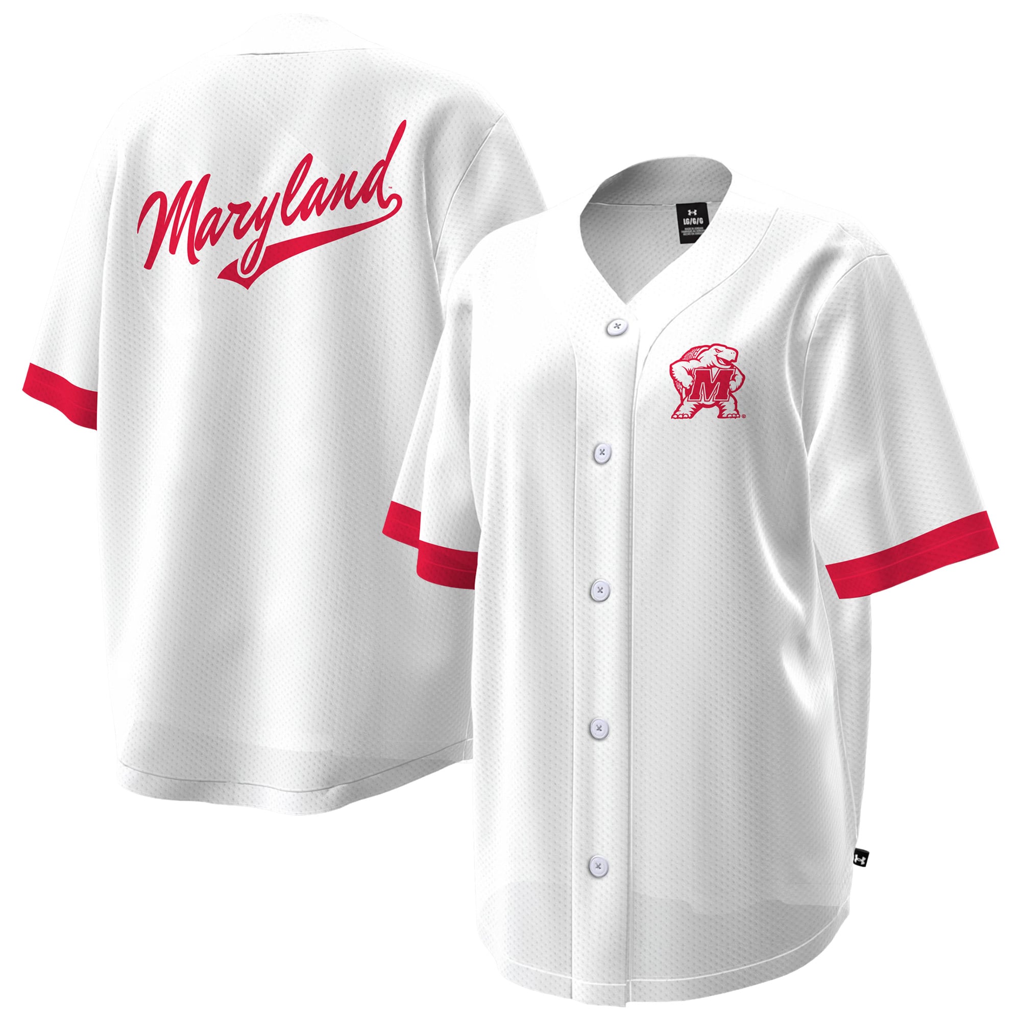 Maillot de baseball Under Armour blanc pour femmes des Maryland Terrapins