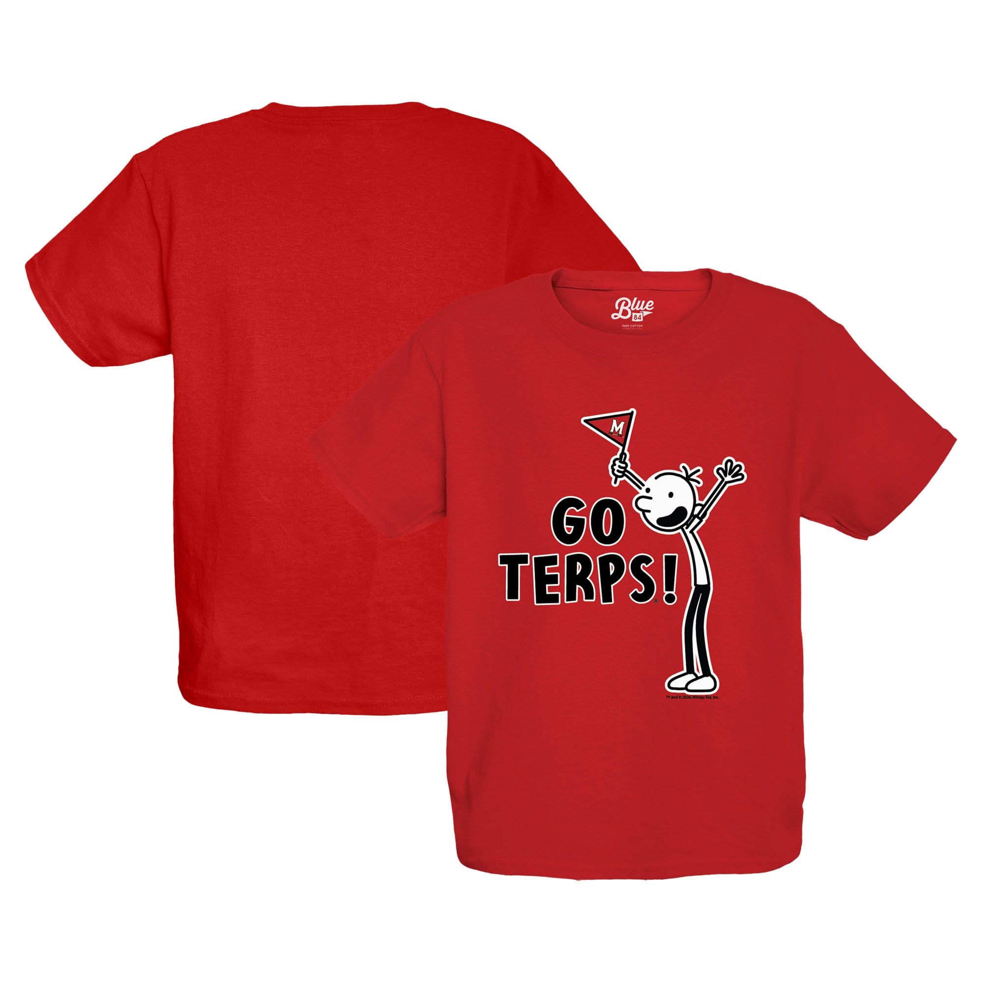 Youth Blue 84 Red Maryland Terrapins x Diary of a Wimpy Kid Go Terps! T-Shirt