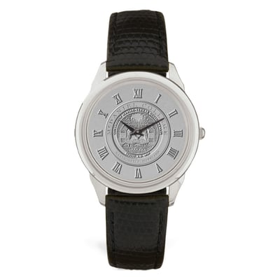 McDaniel Green Terror Medallion Black Leather Wristwatch - Silver