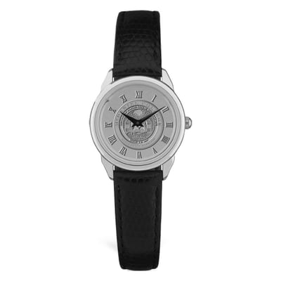 McDaniel Green Terror Women's Medallion Leather Wristwatch - Black