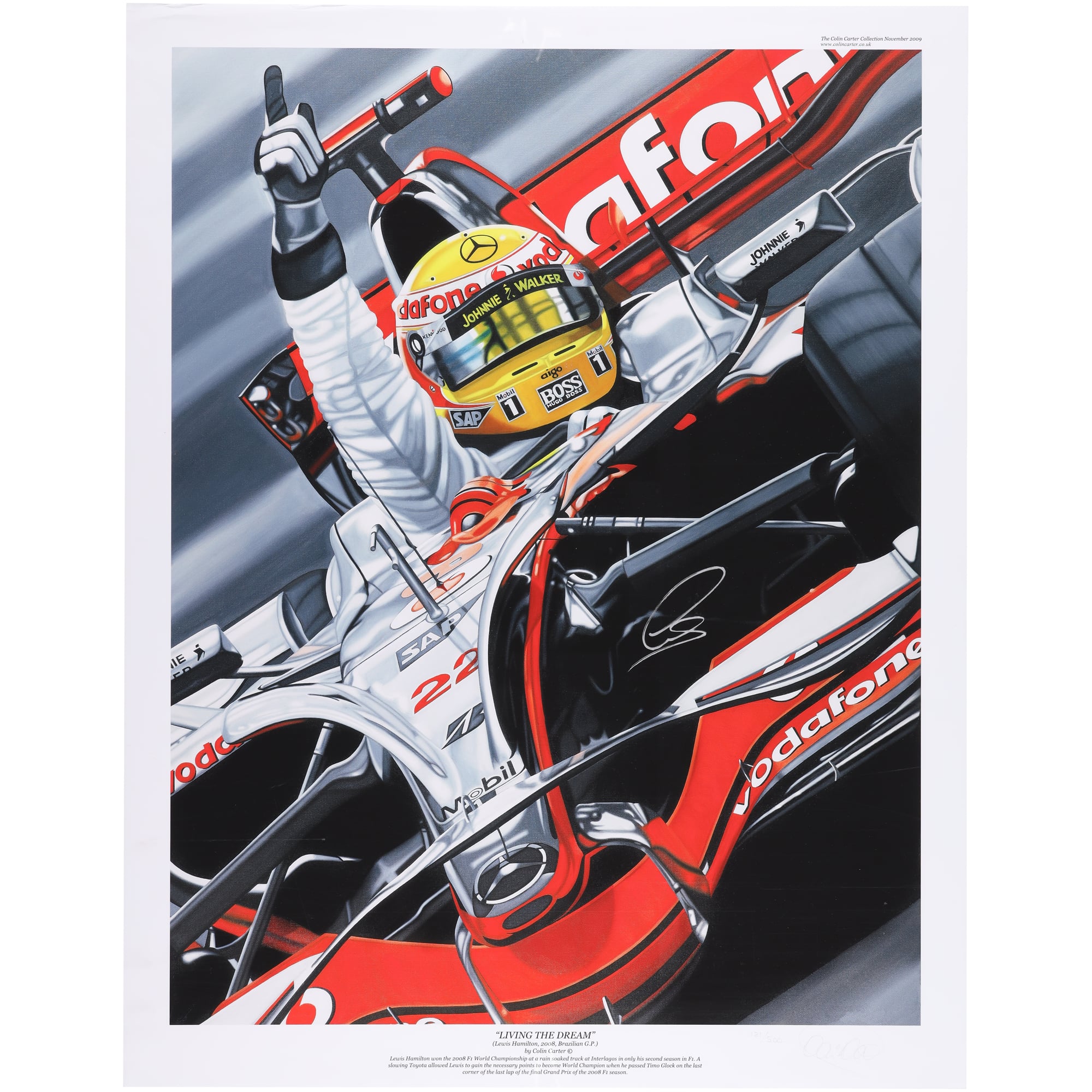 ルイス・ハミルトン マクラーレンF1チーム直筆サイン入り 28インチ×36 