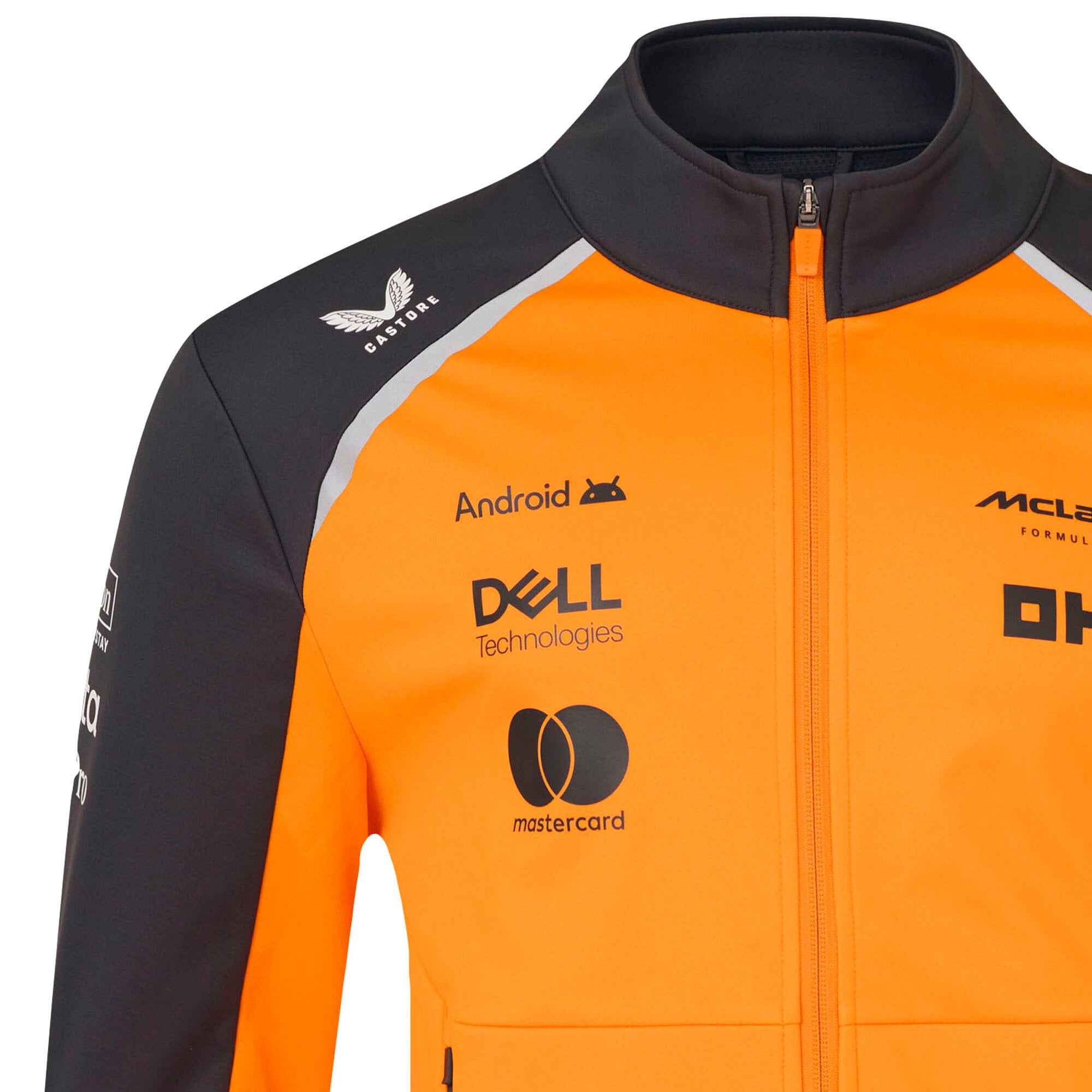Veste Softshell Officielle McLaren F1 Team - Coupe Athlétique, Orange Papaye/anthracite, Logos Sponsors - 9