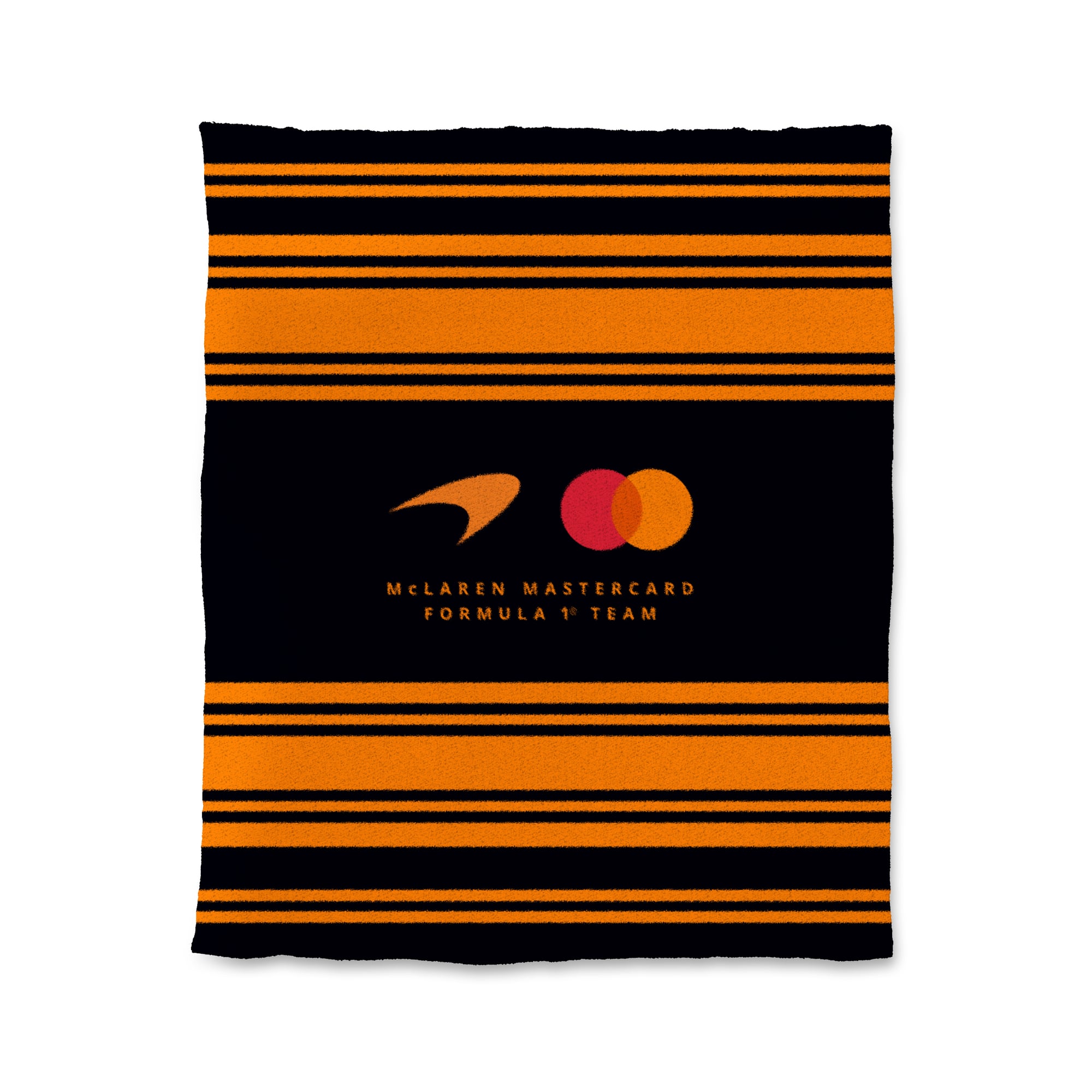 Couverture de luxe à rayures colorées avec logo de l'écurie McLaren F1.