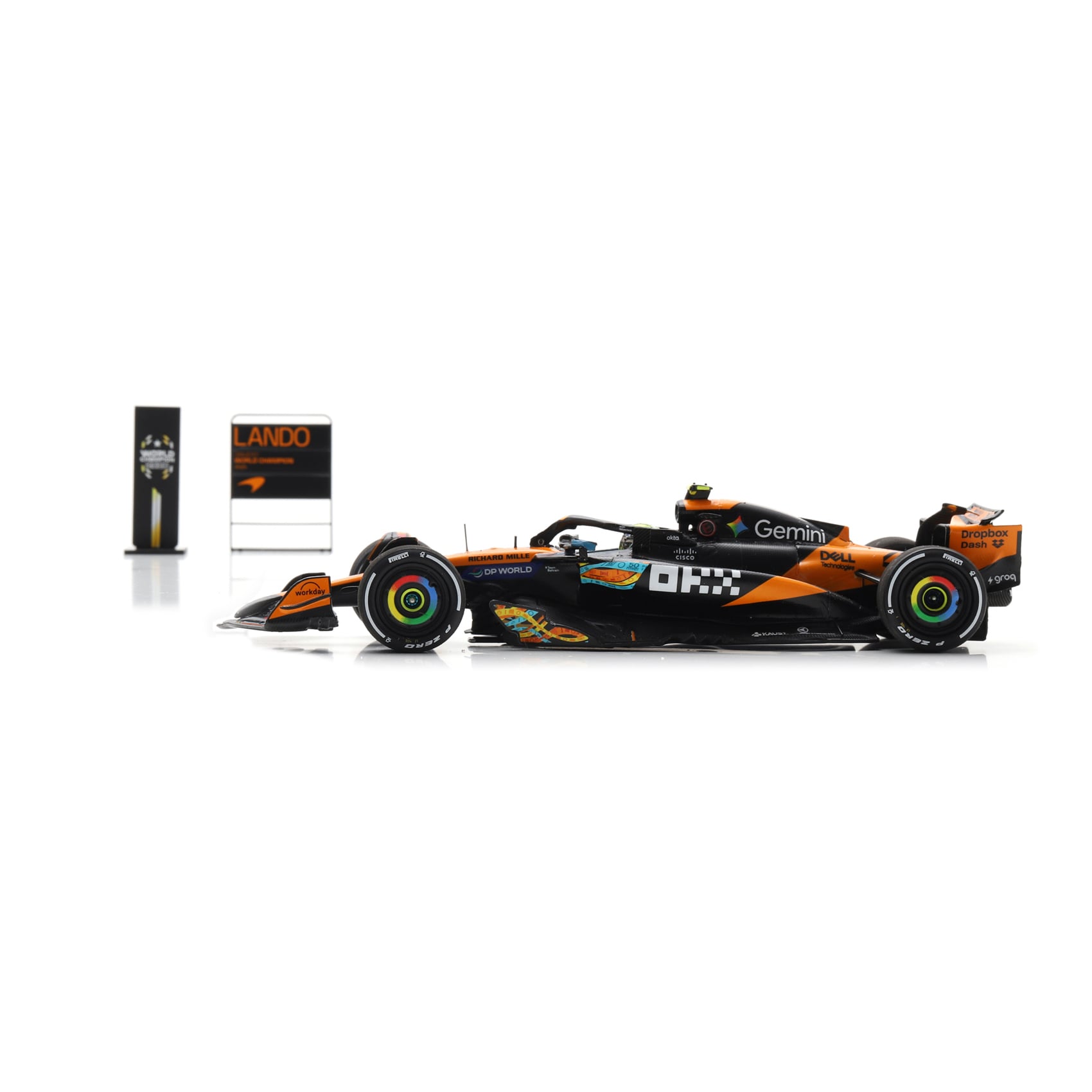 Spark Models Lando Norris McLaren F1 Team 2025 Abu Dhabi GP World Drivers' Champion #4 1:43 Scale Die-Cast Car