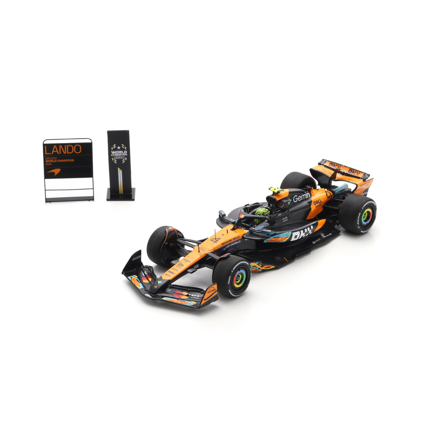 Spark Models Lando Norris McLaren F1 Team 2025 Abu Dhabi GP World Drivers' Champion #4 1:43 Scale Die-Cast Car