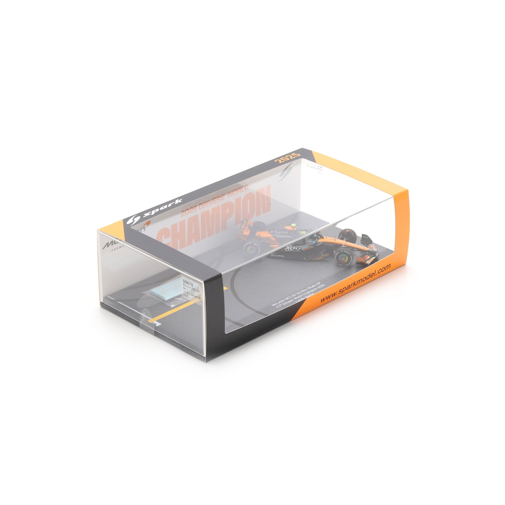 Spark Models Lando Norris McLaren F1 Team 2025 Abu Dhabi GP World Drivers' Champion #4 1:43 Scale Die-Cast Car