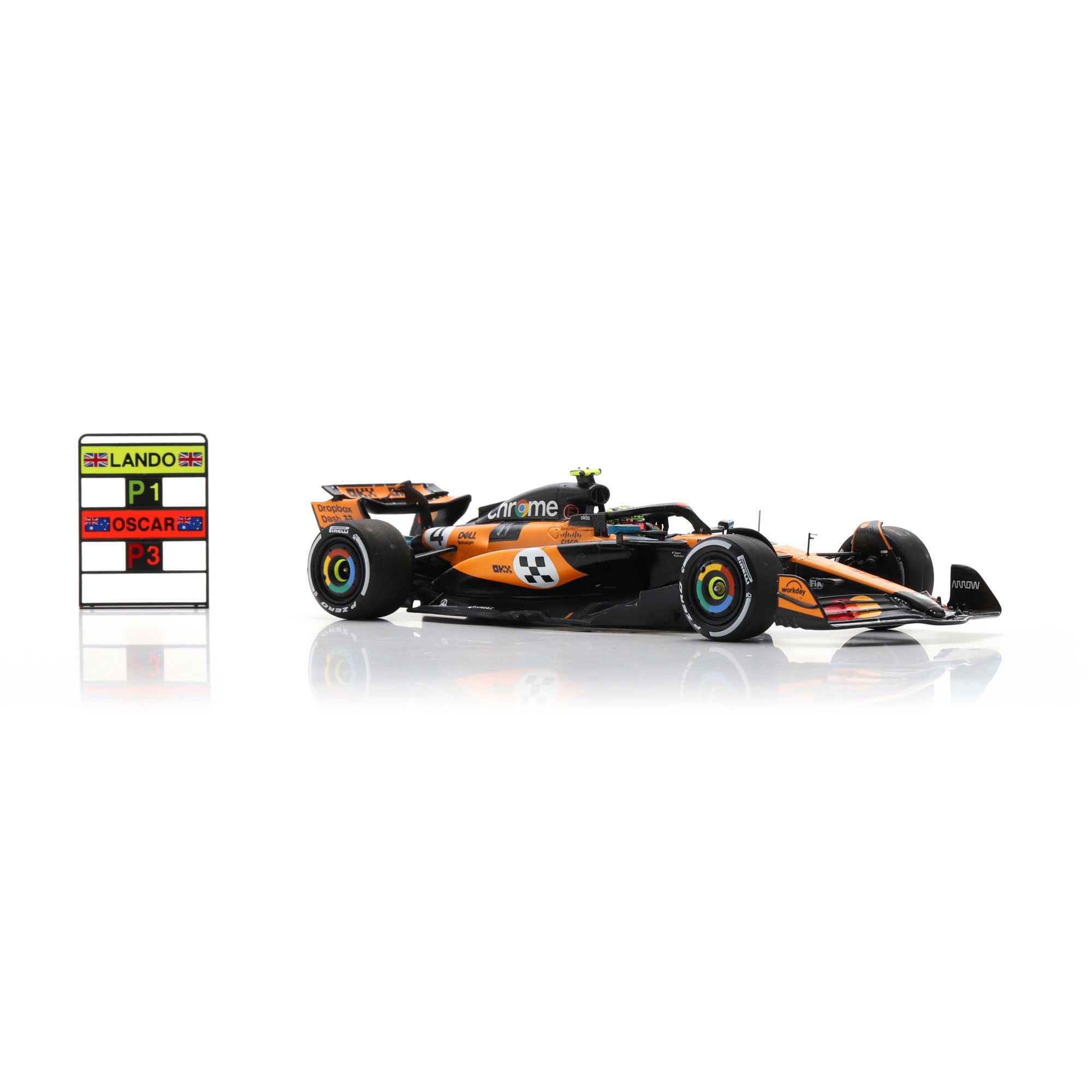 Spark Models Lando Norris McLaren F1 Team 2025 Monaco GP Winner #4 1:43 Scale Die-Cast Car