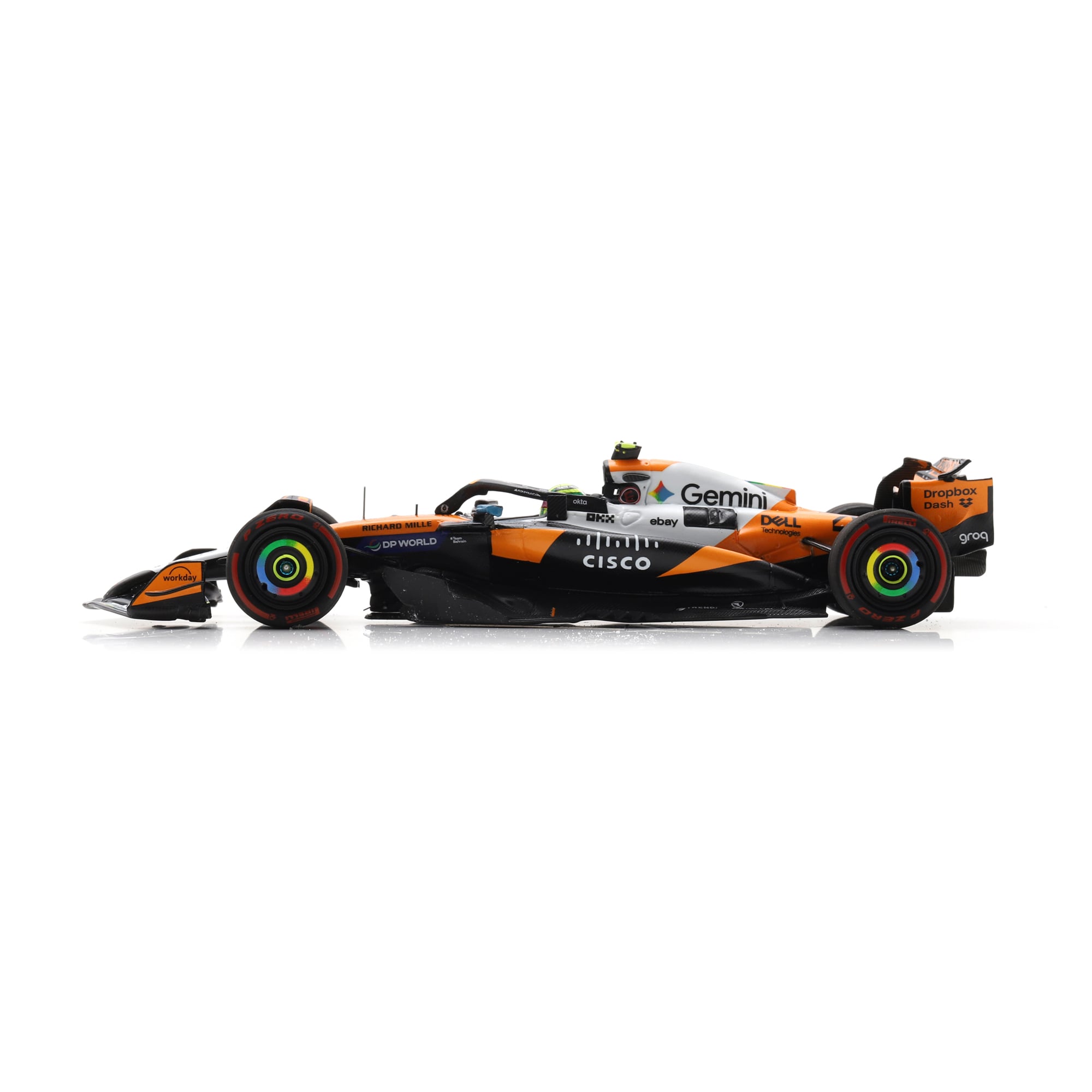 Voiture miniature Spark Models McLaren F1 Team 2025 Austin Grand Prix, n° 4, à l'échelle 1:43.