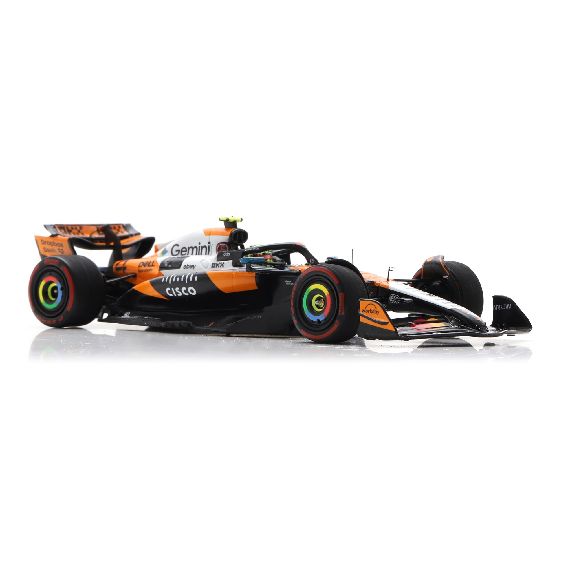 Voiture miniature Spark Models McLaren F1 Team 2025 Austin Grand Prix, n° 4, à l'échelle 1:43.