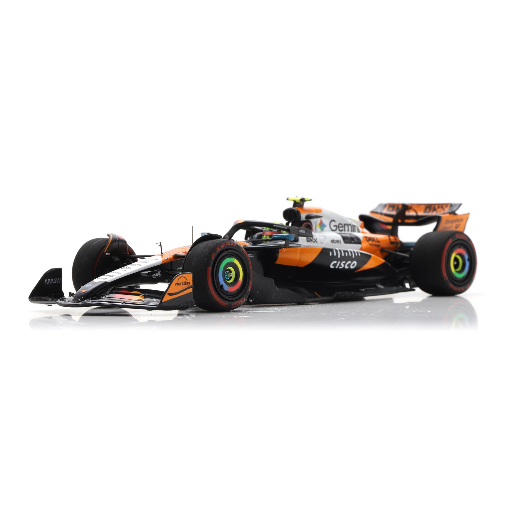 Voiture miniature Spark Models McLaren F1 Team 2025 Austin Grand Prix, n° 4, à l'échelle 1:43.