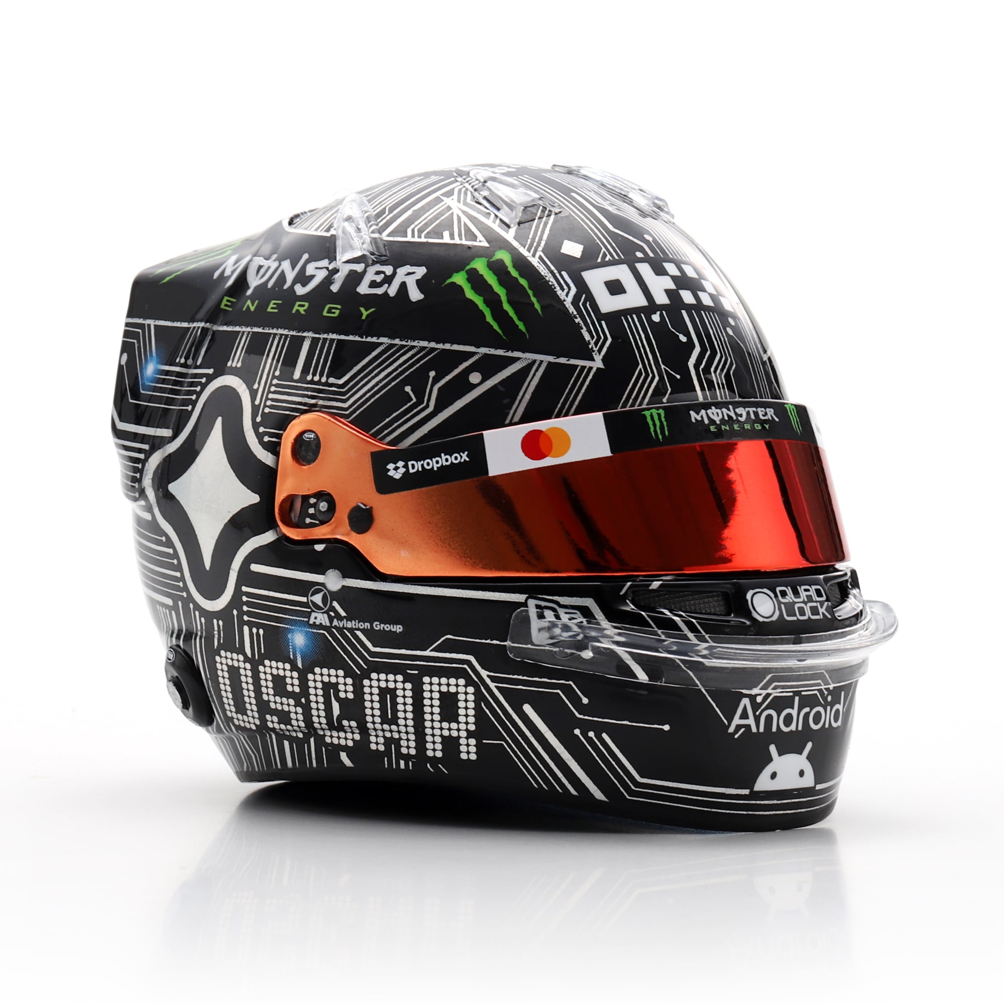 Casque réplique à l'échelle 1:5 de l'écurie McLaren F1 d'Oscar Piastri, par Spark Models