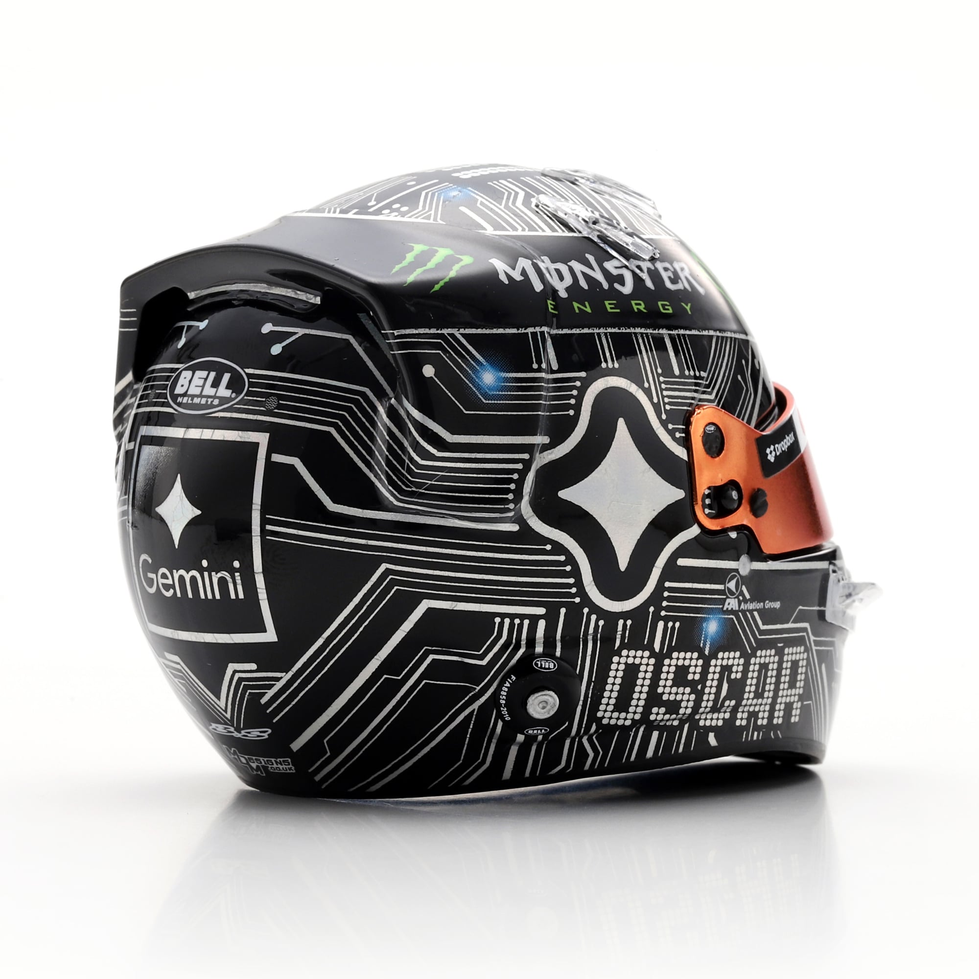 Casque réplique à l'échelle 1:5 de l'écurie McLaren F1 d'Oscar Piastri, par Spark Models