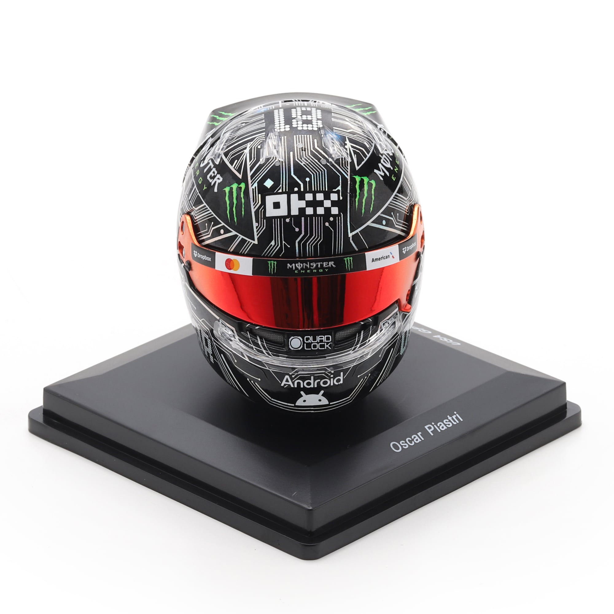 Casque réplique à l'échelle 1:5 de l'écurie McLaren F1 d'Oscar Piastri, par Spark Models