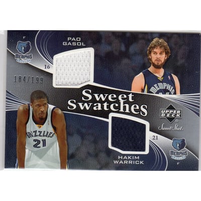 2006-07 Sweet Shot Swatches Dual #GW Pau Gasol/Hakim Warrick