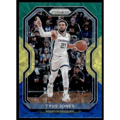 2020-21 Panini Prizm Prizms Choice Blue Yellow and Green #21 Tyus Jones