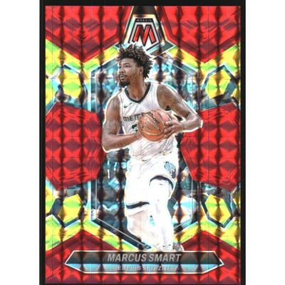 2023-24 Panini Mosaic Mosaic Choice Fusion Red and Yellow #90 Marcus Smart
