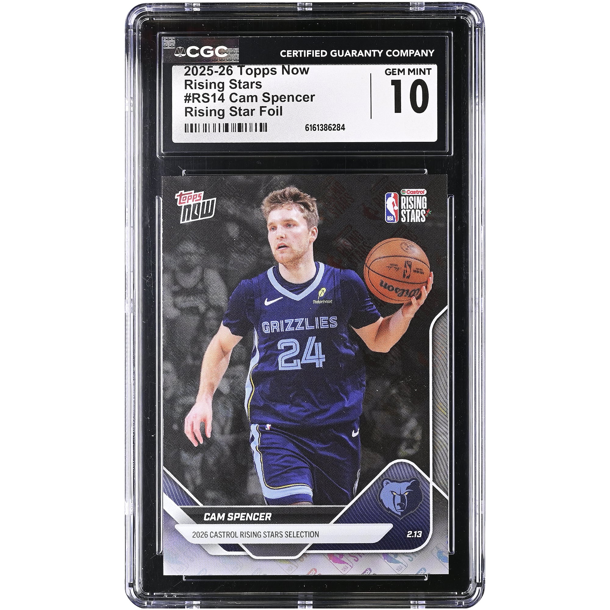 Carte Cam Spencer Memphis Grizzlies 2025-26 Topps Now Rising Stars Foil #RS14 authentifiée CGC (10 cartes)