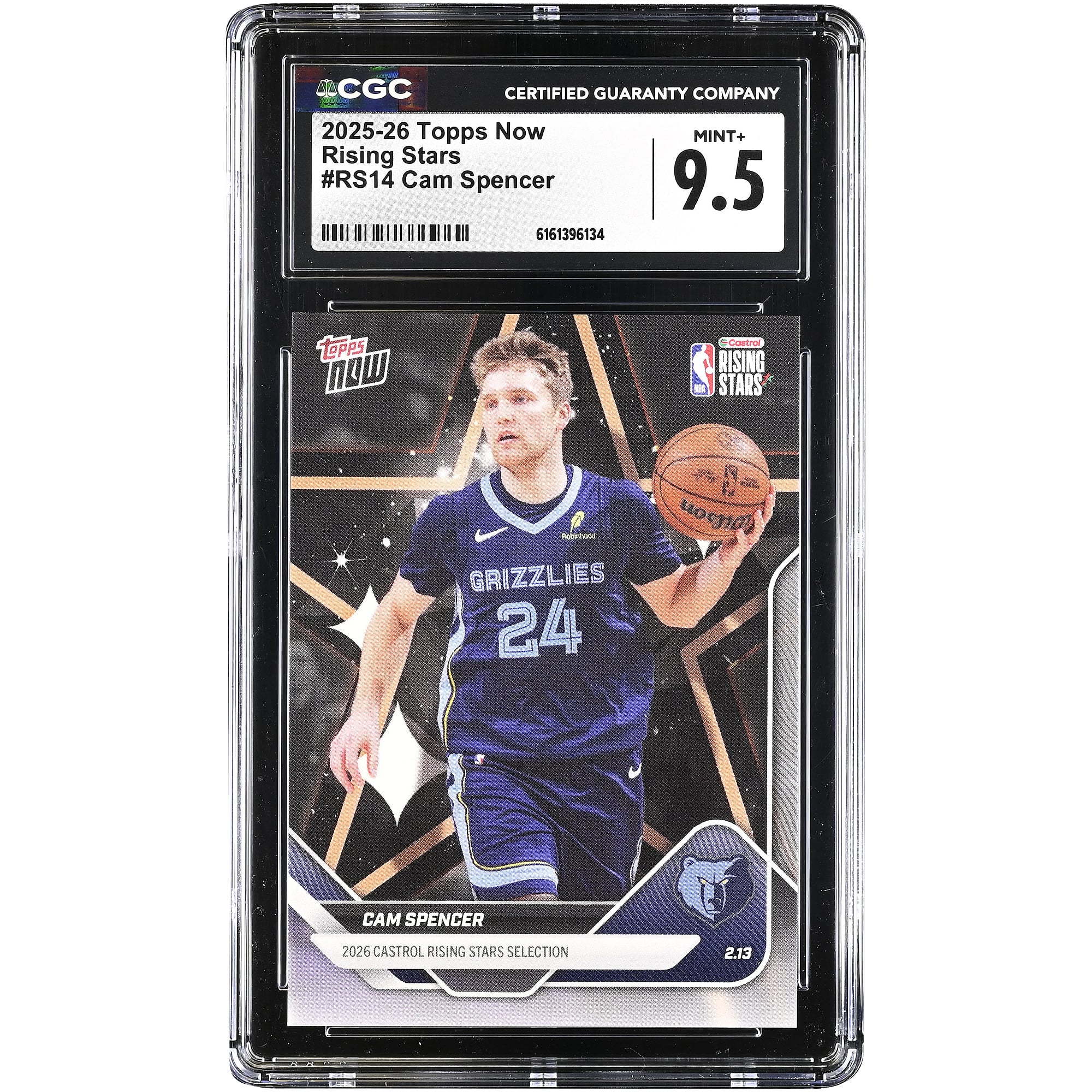 Carte Cam Spencer Memphis Grizzlies 2025-26 Topps Now Rising Stars #RS14 authentifiée CGC 9.5