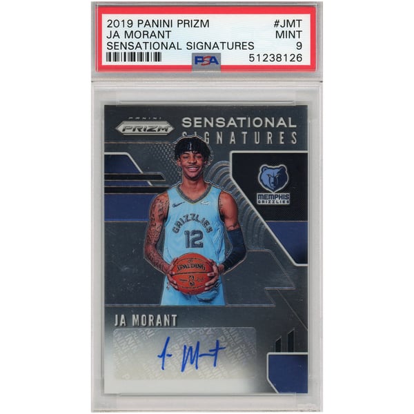 Ja Morant Memphis Grizzlies Autographed 2019 Panini Prizm JA MORANT PANINI PRIZM ROOKIE AUTO PSA9