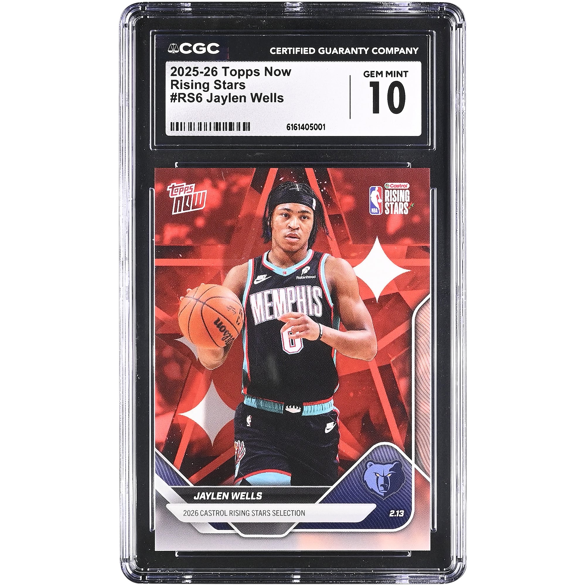 Carte Jaylen Wells Memphis Grizzlies 2025-26 Topps Now Rising Stars #RS6 authentifiée CGC (10 cartes)