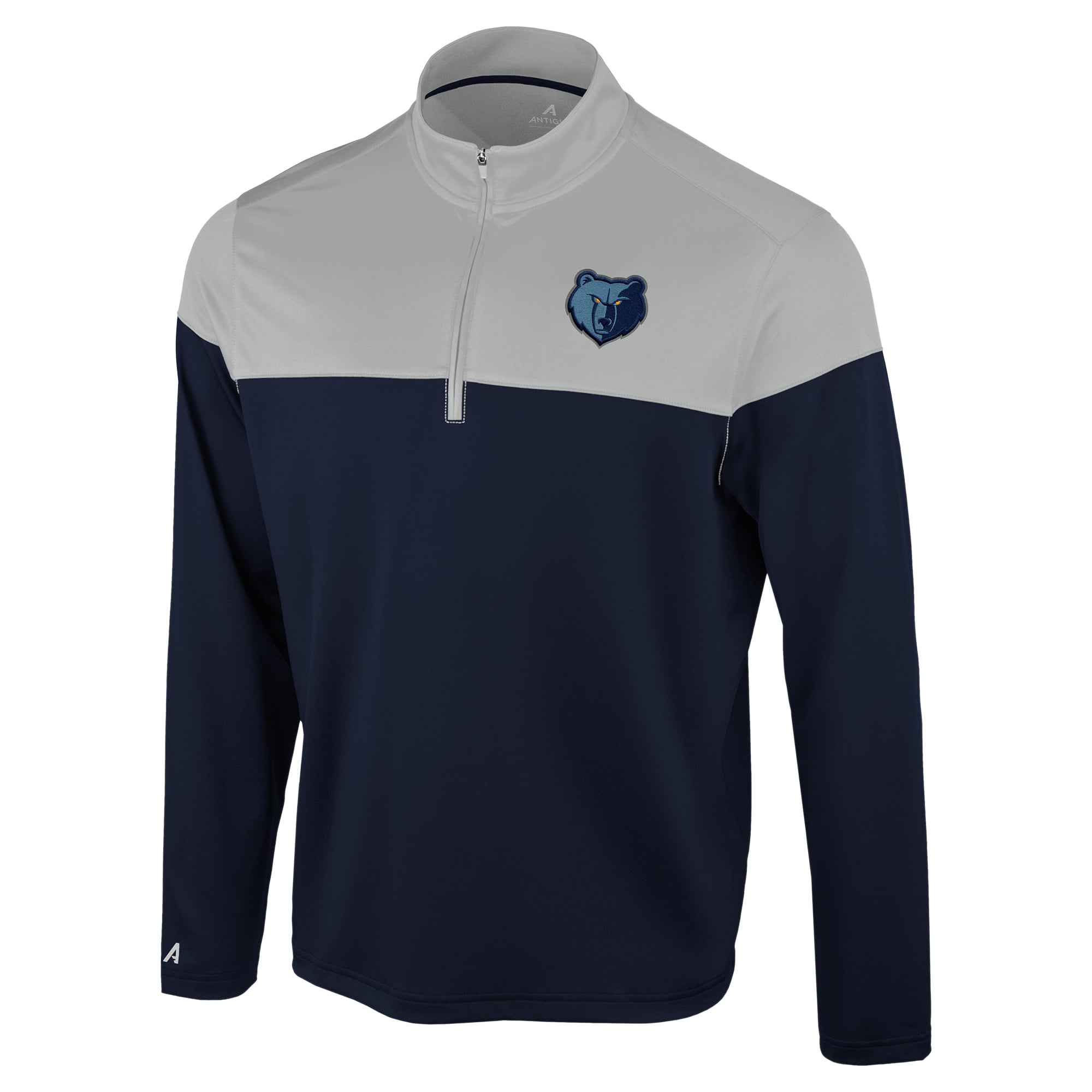 Pull à col zippé Antigua Hinder Memphis Grizzlies bleu marine/gris pour homme
