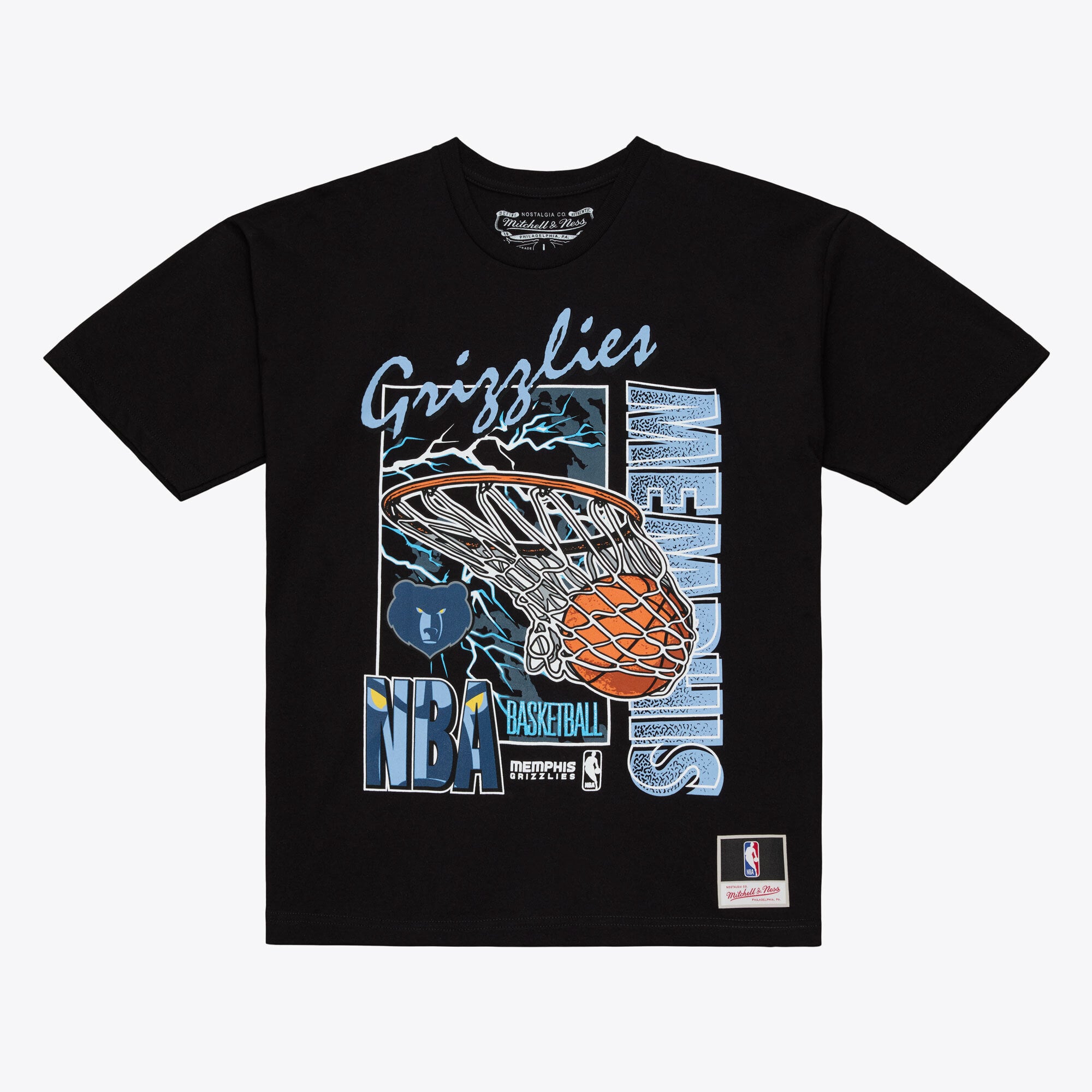 Men's Mitchell & Ness Black Memphis Grizzlies Lightning Swish T-Shirt
