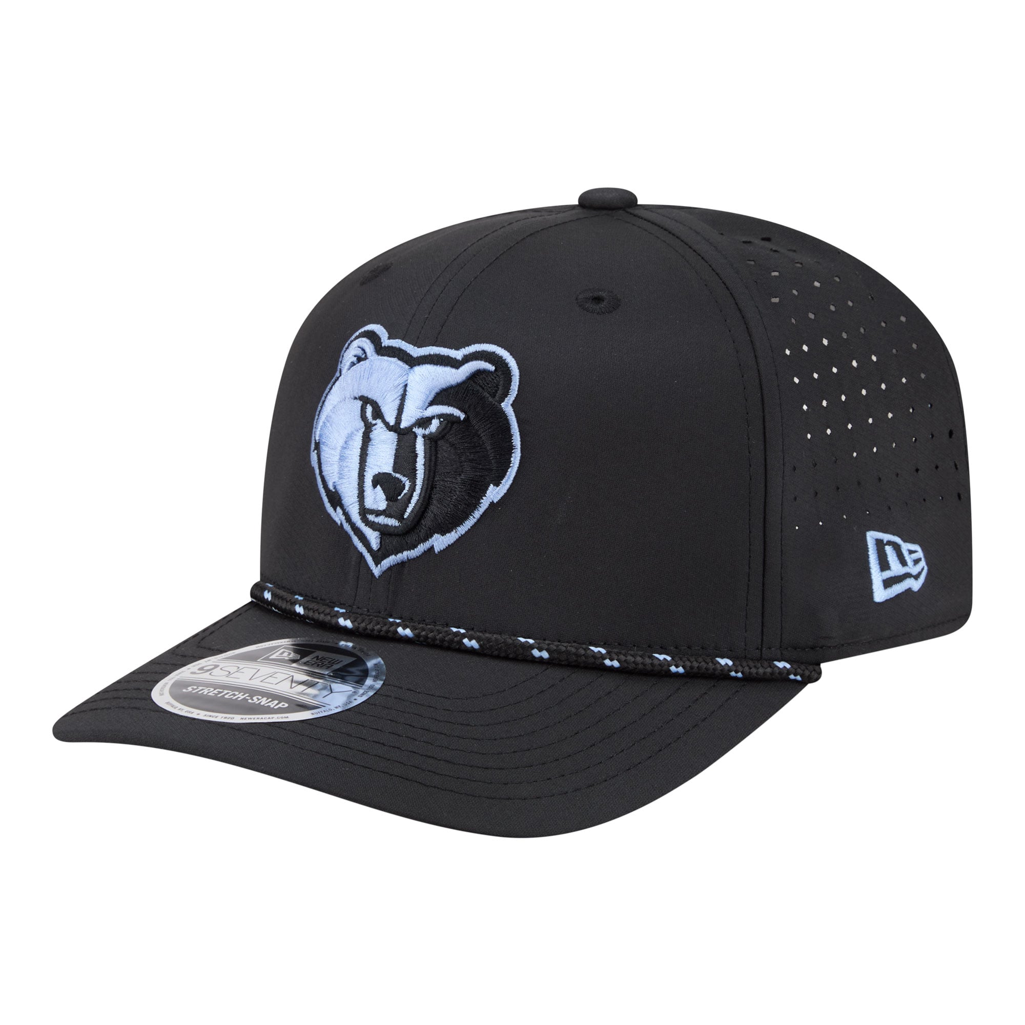 Men's Memphis Grizzlies New Era Black Sport Rope Vented Stretch-Snap 9SEVENTY Hat