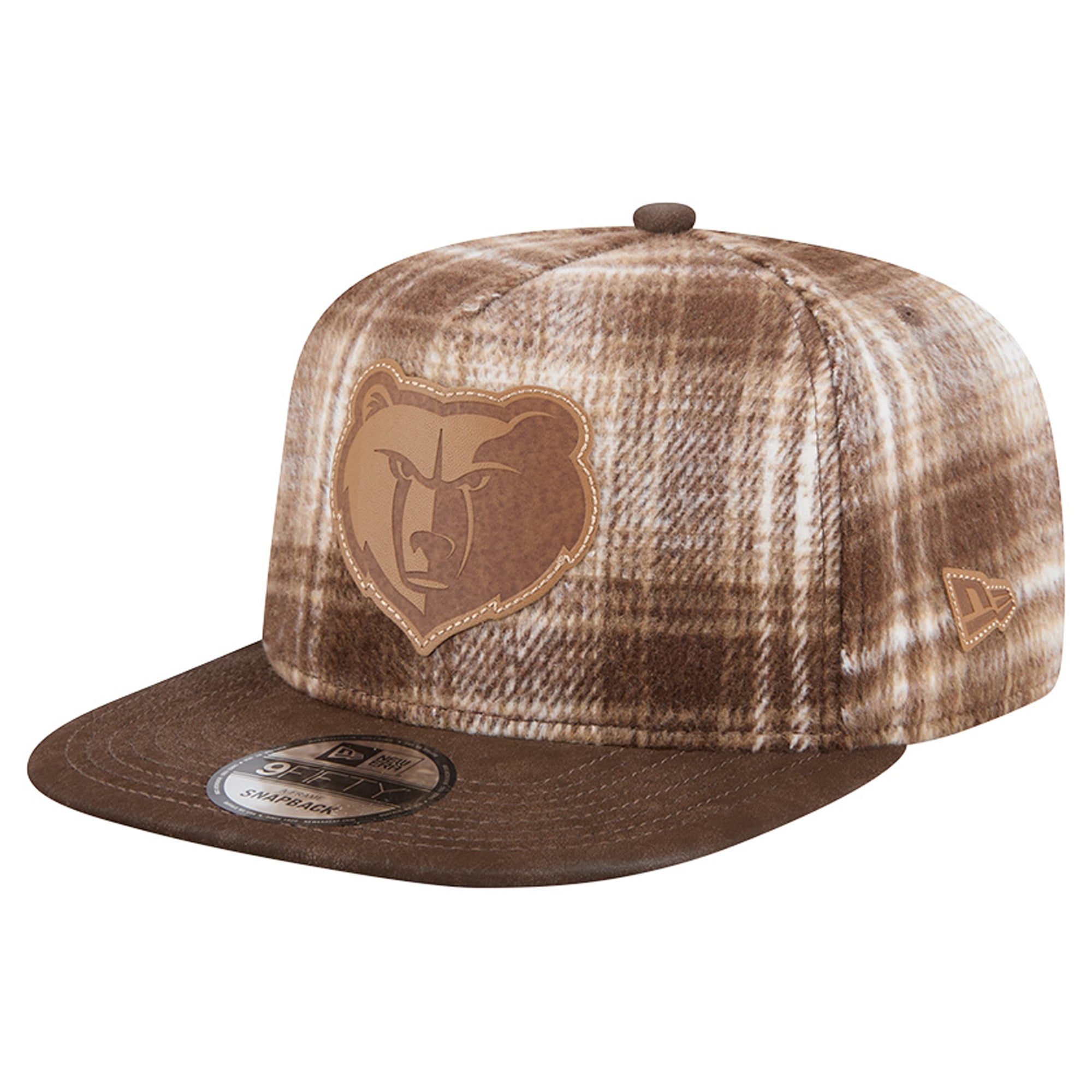 Men's New Era Brown Memphis Grizzlies Plaid 9FIFTY A-Frame Adjustable Hat