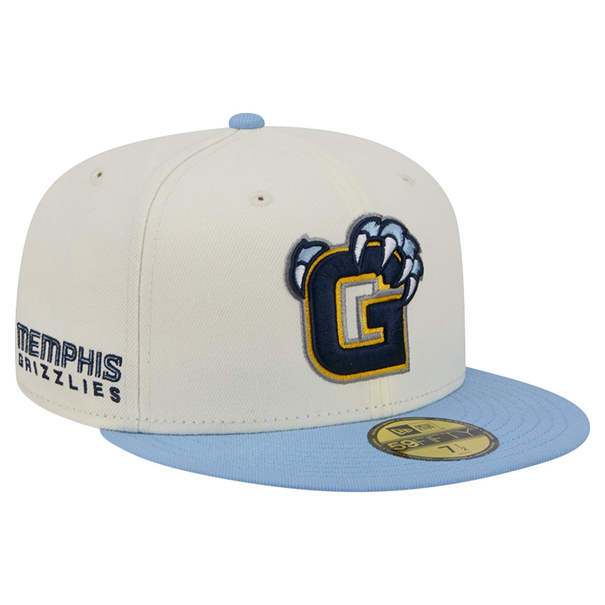 Casquette ajustée New Era Deceptor 59FIFTY pour homme, couleur crème/bleu clair, Memphis Grizzlies