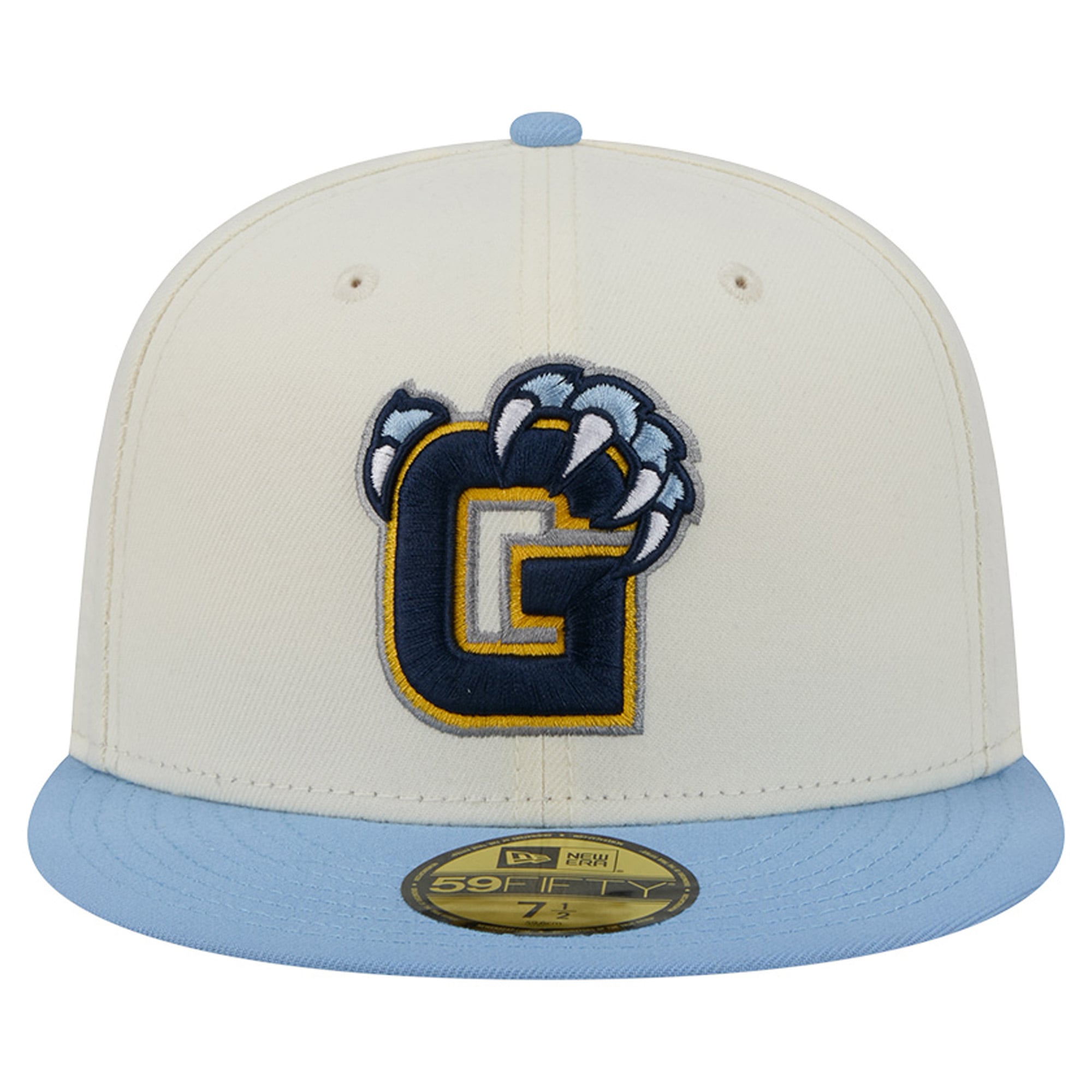 Casquette ajustée New Era Deceptor 59FIFTY pour homme, couleur crème/bleu clair, Memphis Grizzlies