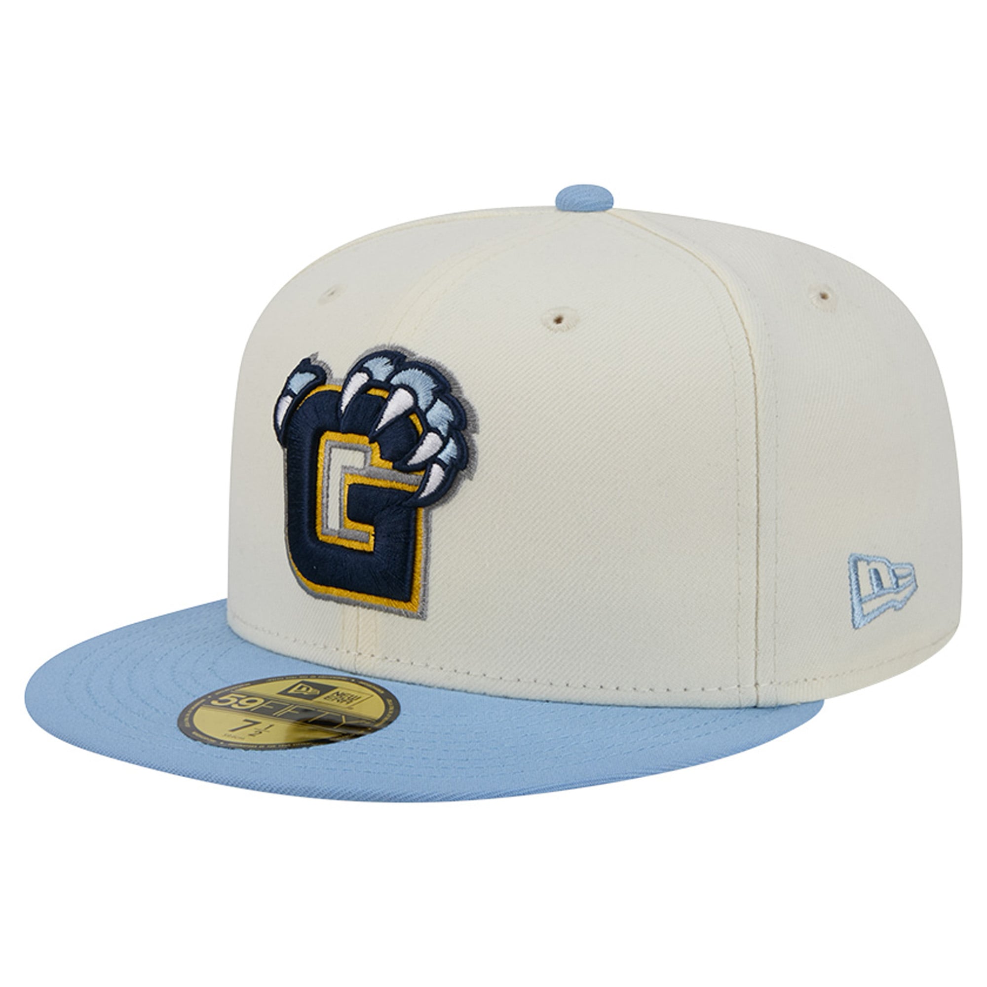 Casquette ajustée New Era Deceptor 59FIFTY pour homme, couleur crème/bleu clair, Memphis Grizzlies