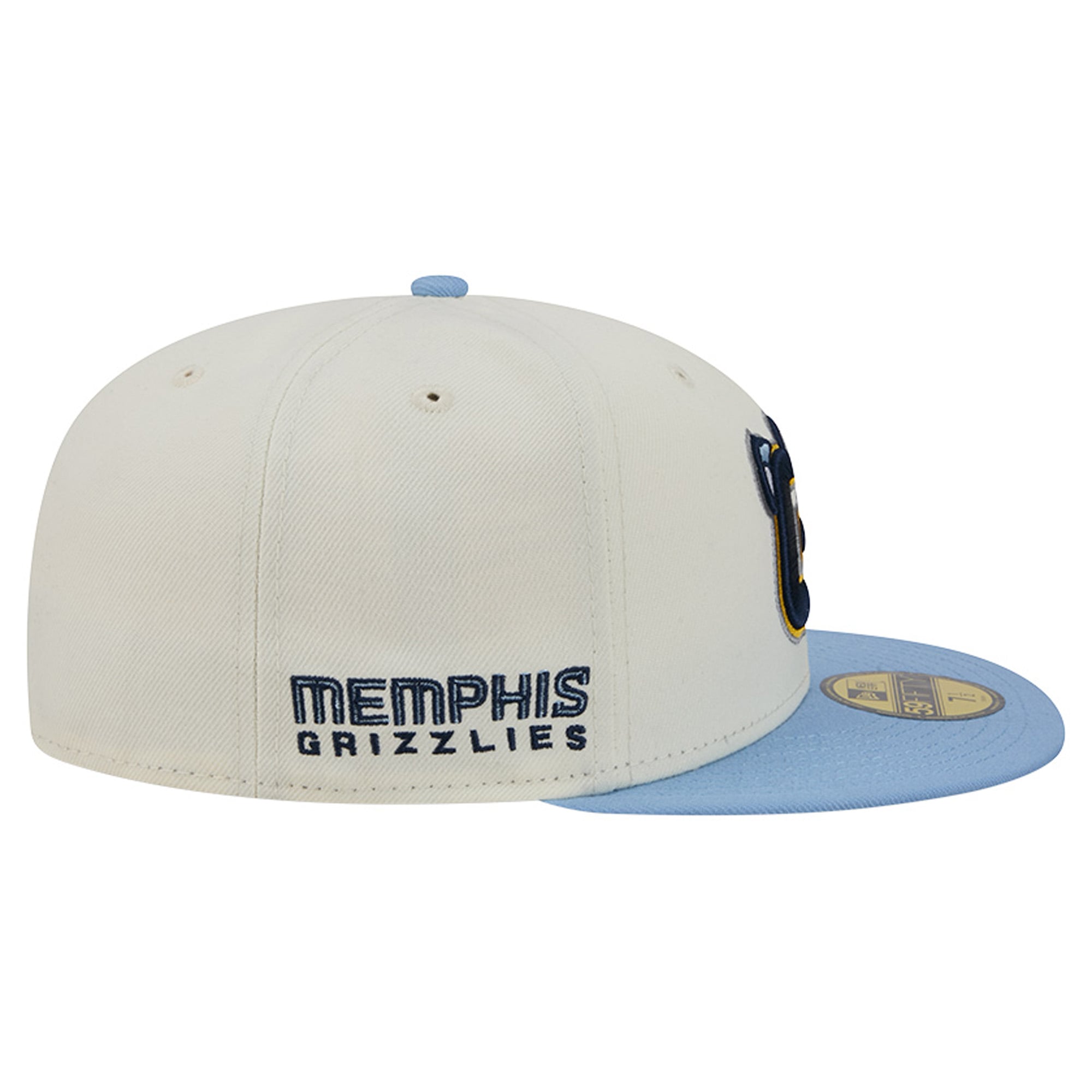 Casquette ajustée New Era Deceptor 59FIFTY pour homme, couleur crème/bleu clair, Memphis Grizzlies