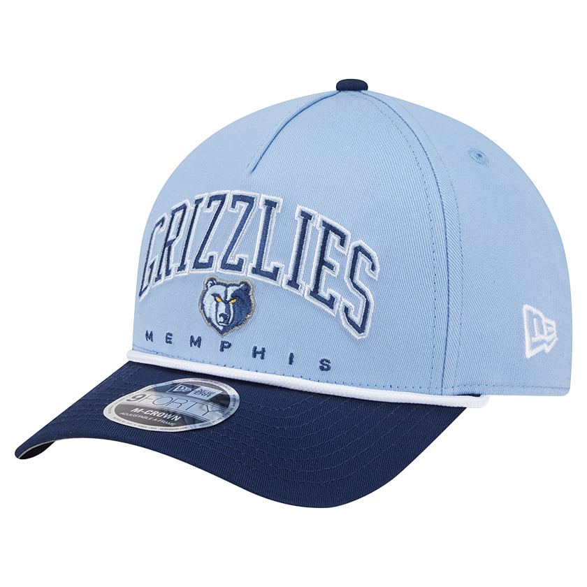 Men's Memphis Grizzlies New Era Light Blue Bold Arch COOLERA 9FORTY A-Frame M-Crown Adjustable Hat