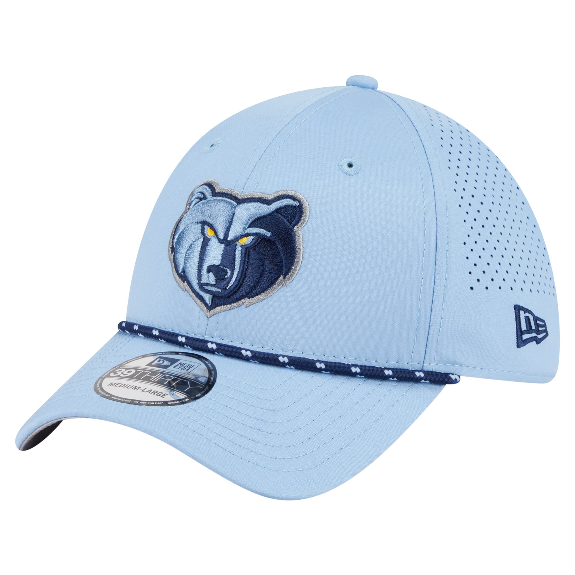 Men's Memphis Grizzlies New Era Light Blue Featherweight Poly Rope Flex 39Thirty Hat
