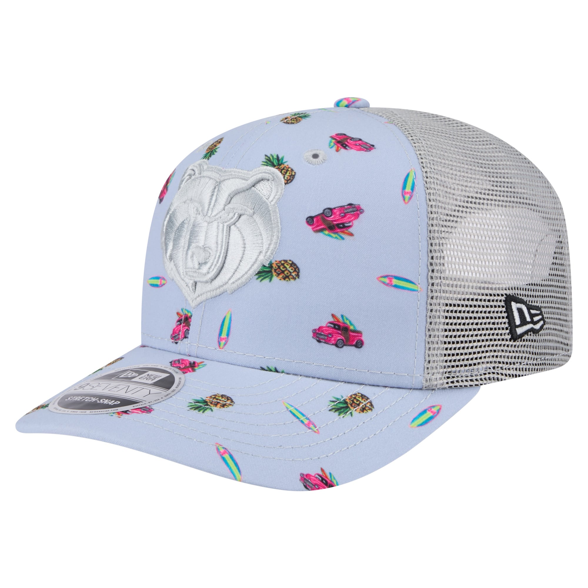 Men's Memphis Grizzlies New Era Light Blue/Gray Adventure Aloha Pattern 9SEVENTY Stretch-Snap Hat