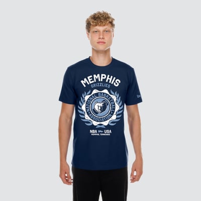  Memphis Grizzlies New Era Laurel Crest Flocking T-Shirt - Navy