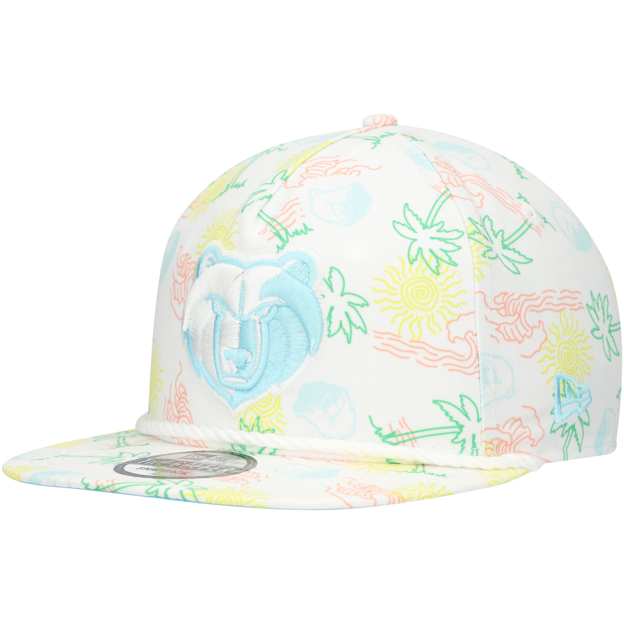 Men's Memphis Grizzlies New Era White Palm Trees and Waves Golfer Adjustable Hat