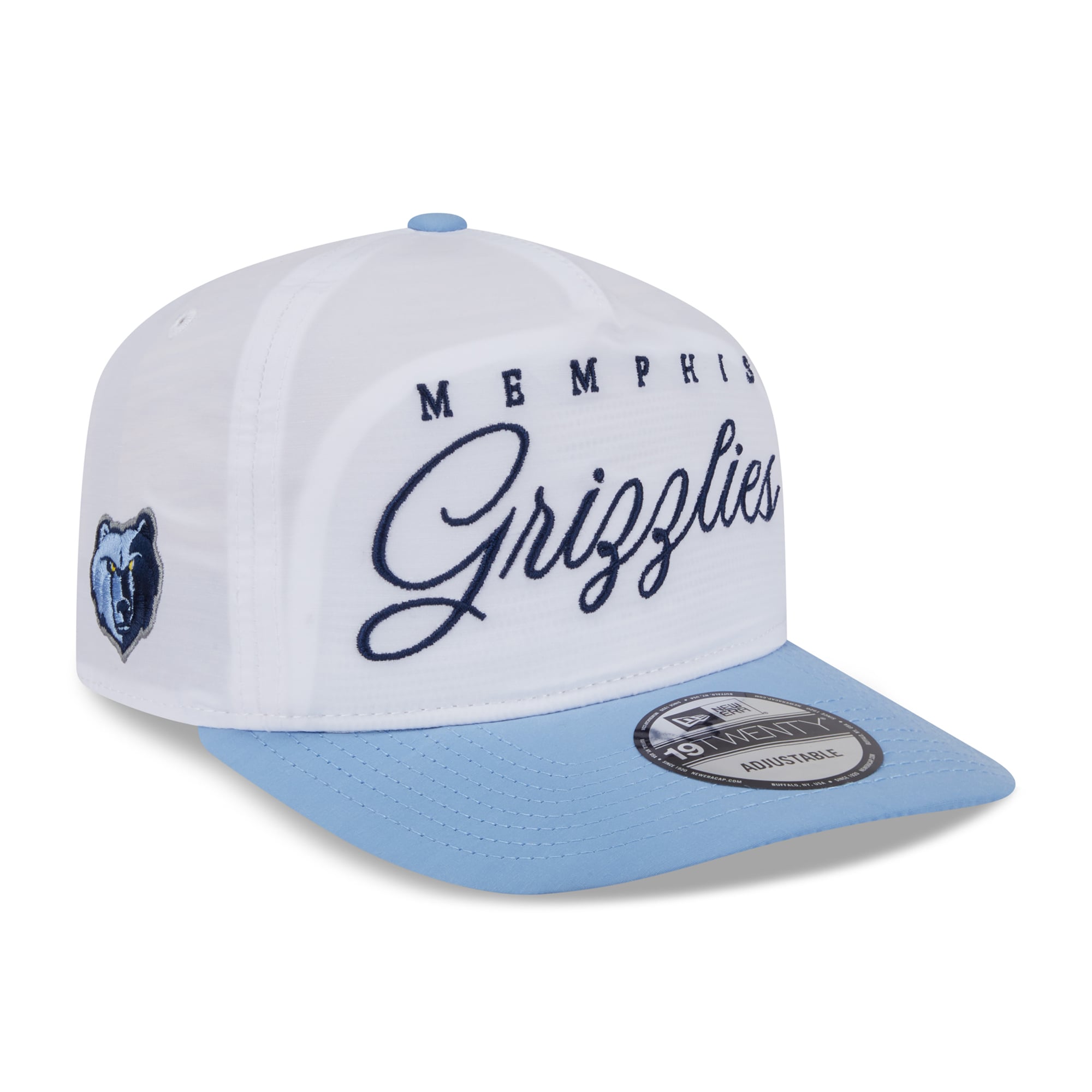 Men's Memphis Grizzlies New Era White/Light Blue 2025 NBA Draft On-Stage Nylon 19TWENTY Adjustable Hat