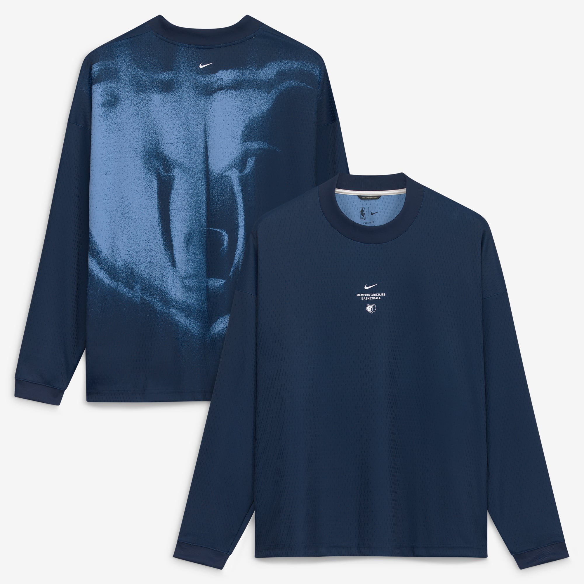 T-shirt à manches longues Nike Memphis Grizzlies bleu marine 2026 Standard Issue pour homme