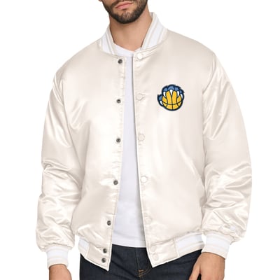 Memphis Grizzlies Starter Double Team Satin Varsity Full-Snap Jacket - Cream