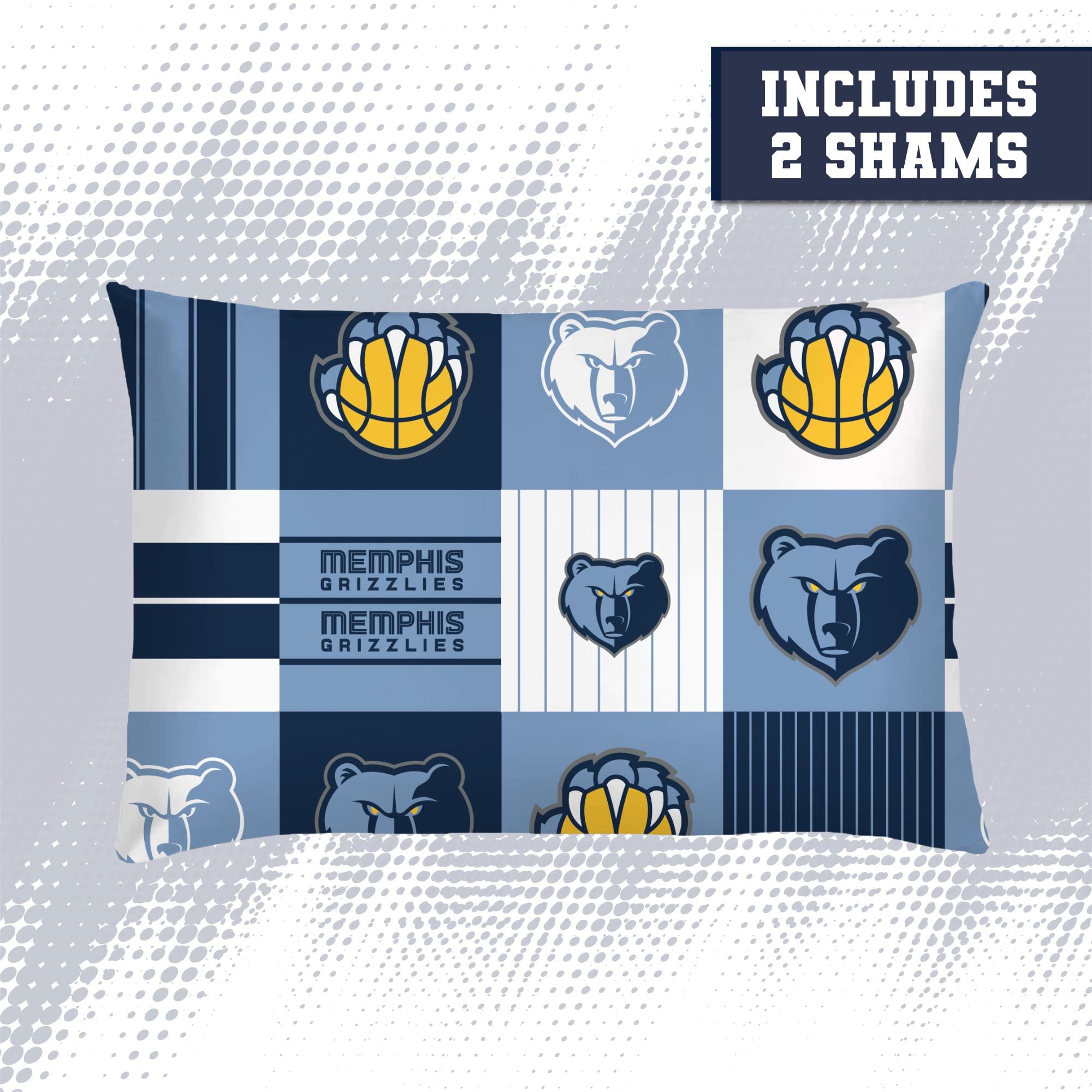 Ensemble de literie trois pièces Pegasus Memphis Grizzlies Patchwork Plaid pour lit double/queen