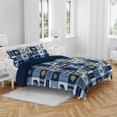Memphis Grizzlies Pegasus Patchwork Plaid Three-Piece Full/Queen Bed in a Bag Set