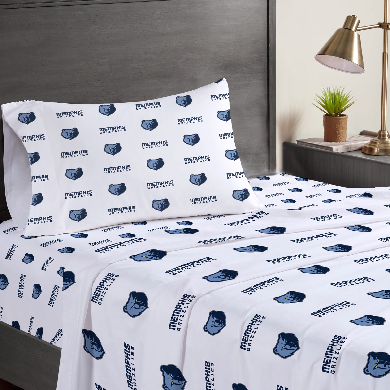 Ensemble de draps trois pièces Pegasus Memphis Grizzlies pour lit simple